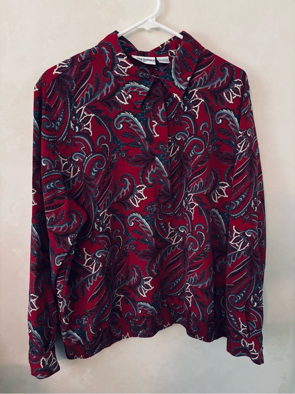 Vintage 1980s Alfred Dunner Red Paisley Blouse, Size 20W